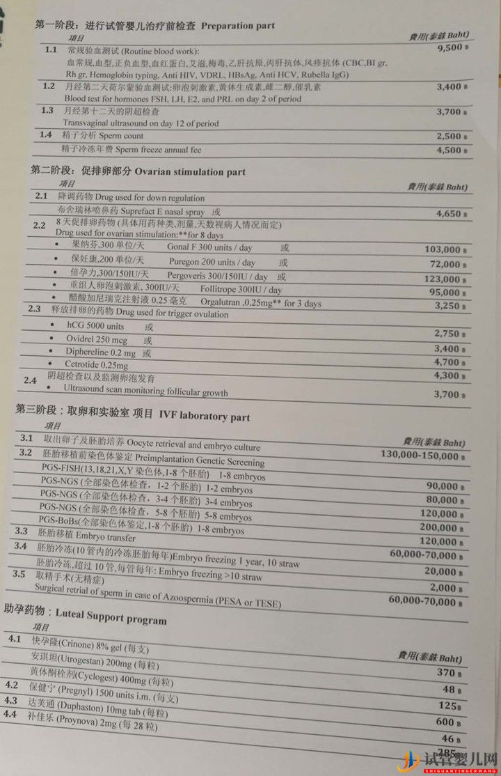 泰國試管嬰兒收費明細(圖1) 泰國試管嬰兒收費明細(圖1)