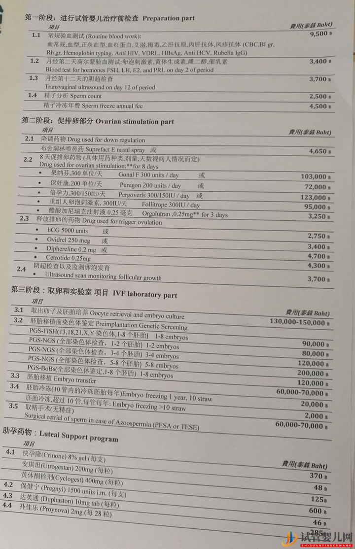 泰國試管嬰兒收費明細(圖2) 泰國試管嬰兒收費明細(圖2)
